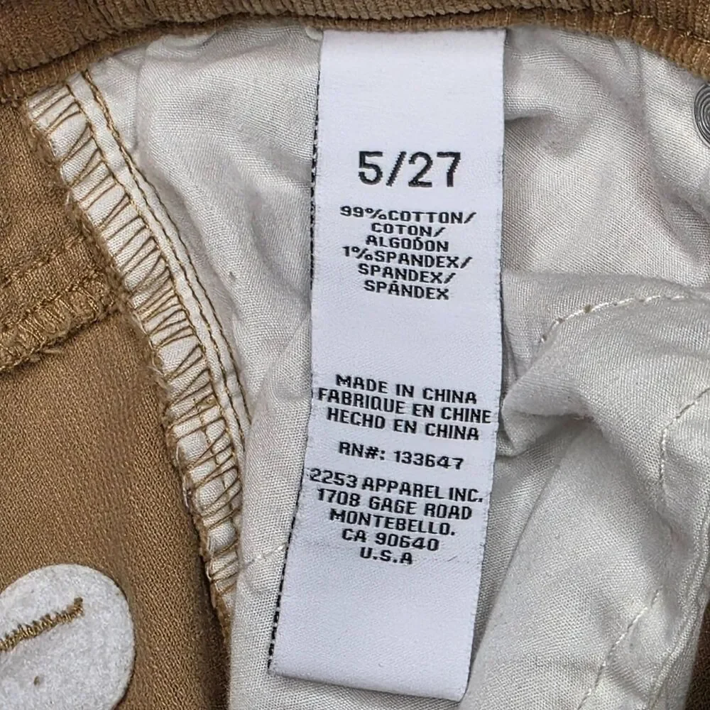 ReGeneration by Celebrity Pink Flower Beige Brown Corduroy Flare Leg Pants 5/27